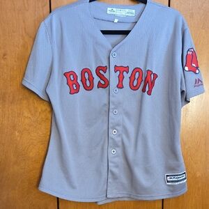 Majestic Gray and Red Boston Women's Jersey